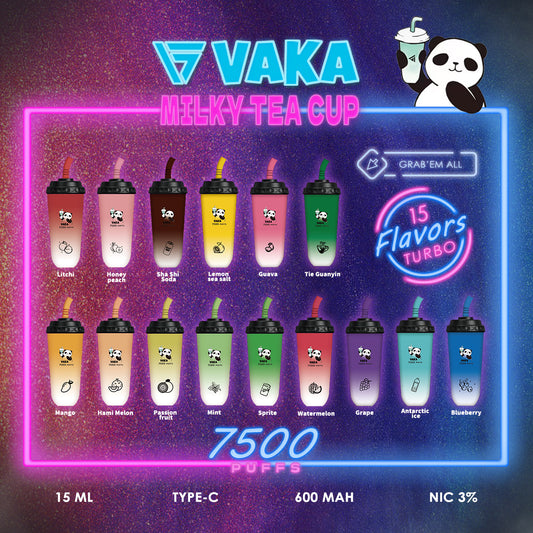 VAKA奶茶杯7500口 超大容量拋棄式 一次性電子煙