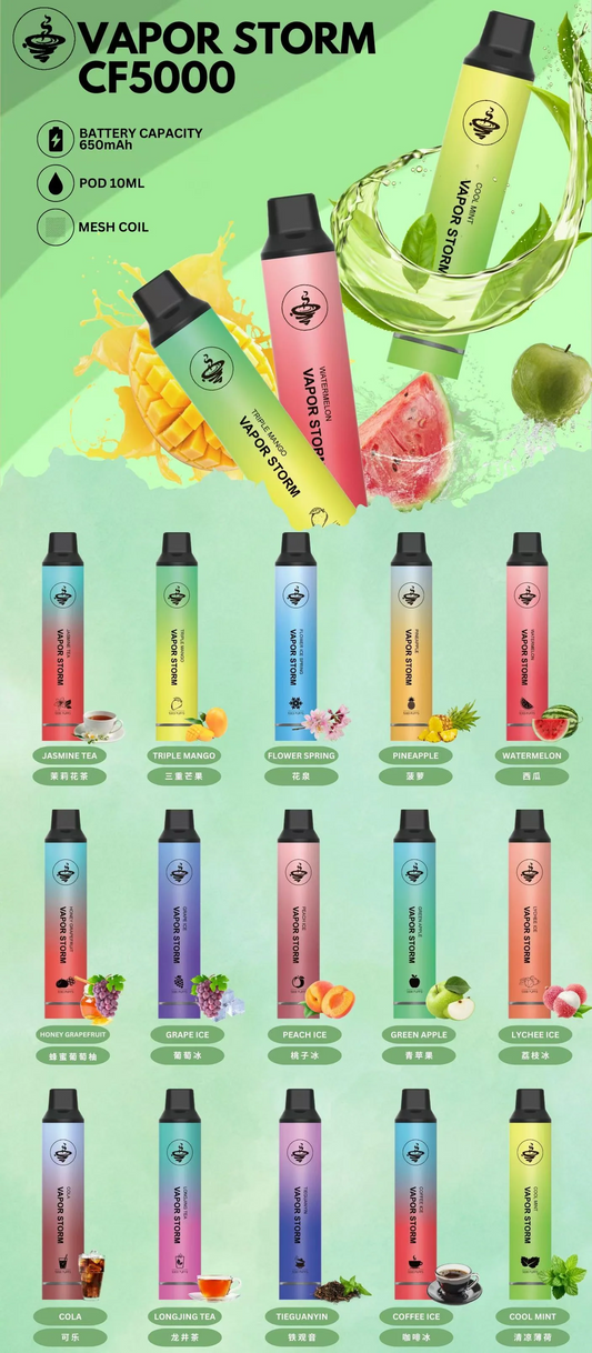VAPOR STORM 風暴5000口 飛霧發光拋棄式/一次性電子菸